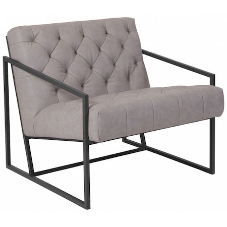 Flash Furniture Hercules Madison Lounge Chair, Retro Light Gray Seat, White Back, 29 W 31-3/4" L 27.5 H, Slanted ZB-8522-WH-GG