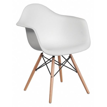 Flash Furniture Alonza Chair, White Seat, White Back, 24.5 W 25" L 31.25 H, Metal, Polypropylene, Wood Seat FH-132-DPP-WH-GG
