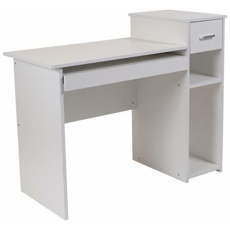 Flash Furniture Computer Desk Computer Desk with Shelves, Drawer, 19" D X 29-1/2" H, 42" W X White NAN-NJ-HD3518-W-GG