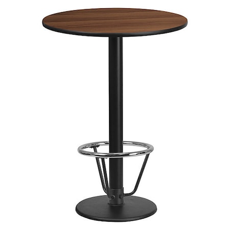 Flash Furniture Round Laminate Table, Laminate, Wood Grain XU-RD-24-WALTB-TR18B-3CFR-GG