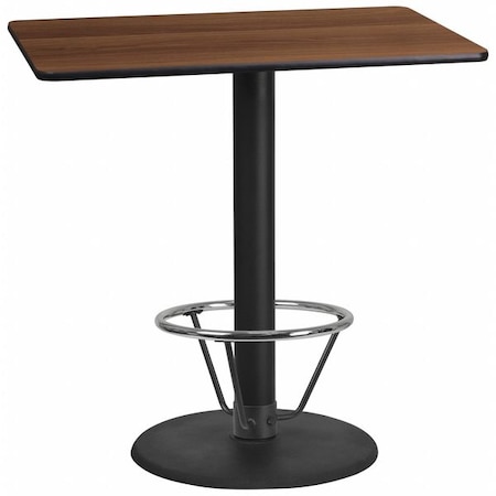 Flash Furniture Rectangle Laminate Table, 24" W, 42" L, 43.125" H, Laminate Top, Wood Grain XU-WALTB-2442-TR24B-4CFR-GG