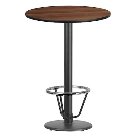 Flash Furniture Round Laminate Table, Laminate, Wood Grain XU-RD-30-WALTB-TR18B-3CFR-GG