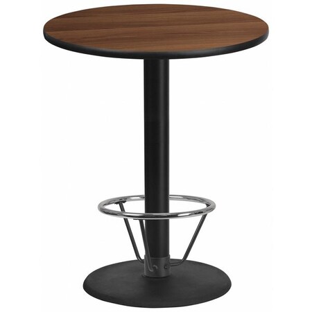 Flash Furniture Round Laminate Table, 36" W, 36" L, 43.125" H, Laminate Top, Wood Grain XU-RD-36-WALTB-TR24B-4CFR-GG
