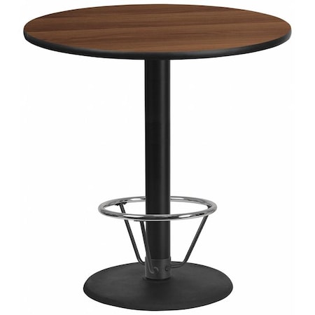 Flash Furniture Round Laminate Table, Laminate Top, Wood Grain XU-RD-42-WALTB-TR24B-4CFR-GG
