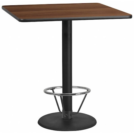 Flash Furniture Square Laminate Table, Laminate Top, Wood Grain XU-WALTB-4242-TR24B-4CFR-GG