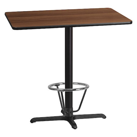 Flash Furniture Rectangle Walnut, Laminate Table-X-Base, 30"X42", Laminate, Wood Grain XU-WALTB-3042-T2230B-3CFR-GG