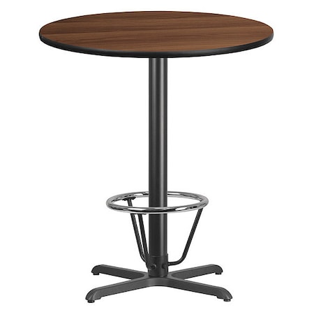 Flash Furniture Round Laminate Table, Laminate, Wood Grain XU-RD-36-WALTB-T3030B-3CFR-GG