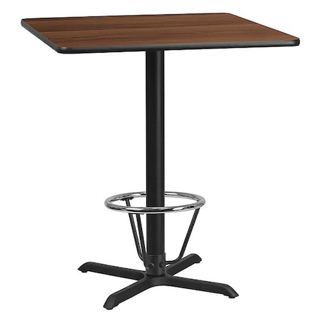 Flash Furniture Square Laminate Table, 36" W, 36" L, 43.125" H, Laminate, Wood Grain XU-WALTB-3636-T3030B-3CFR-GG