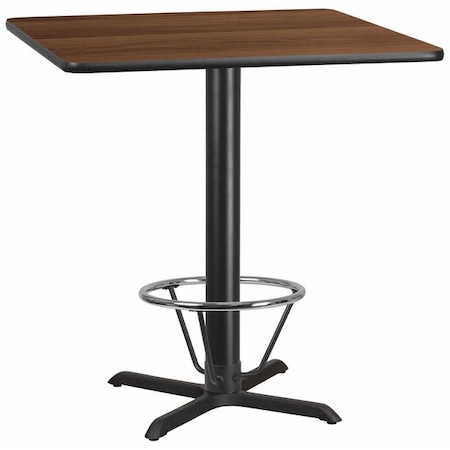 Flash Furniture Square Laminate Table, Laminate Top, Wood Grain XU-WALTB-4242-T3333B-4CFR-GG