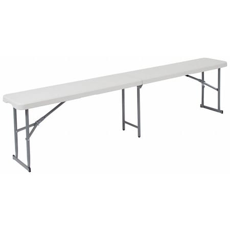 Flash Furniture Plastc Bench, 10.25"Wx71"L, Folding, White RB-1172FH-GG
