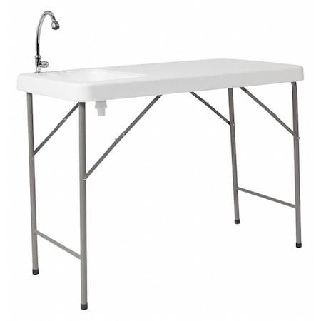 Flash Furniture Rectangle Folding Table w/Sink, 23"x45", Plastc, Wht, Plastic Top, White DAD-PYZ-116-GG