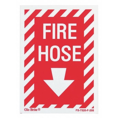 Jessup Glo Brite Fire Hose Down Arrow, Red w/PL, 5"x7" FS-7520-F-208