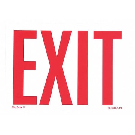 Jessup Glo Brite Exit Sign, Red On PL, 7"x10" FS-7520-F-316