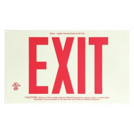 Jessup Glo Brite Exit Sign, P50, No Frame, Single-Side, Rd PL 7280