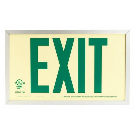 Jessup Glo Brite Exit, P50, Green Double w/Aluminum Frame 7220-SAF-2-B