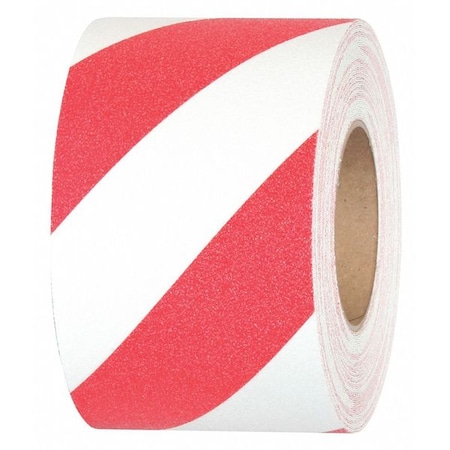Jessup Safety Track Anti Slip Grit Tape Roll Aluminum Oxide, Adhesive: Acrylic Red/White, 4" W x 60 ft. L, 0.032" Thick 3365-4