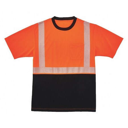 Ergodyne Short Sleeve Hi-Vis Black Bottom T-Shirt, Class 2, Polyester Breathable Knit, Orange/Black, M 8280BK