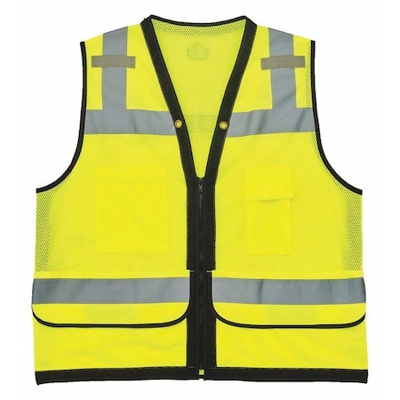 Ergodyne Orange Mesh Surveyors Vest, Lime, 2XL/3XL, Zipper closure Closure, 4 Outside Pockets, Lime 8253HDZ