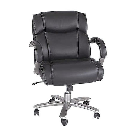 Safco Big and Tall Chair Chair, Big And Tall, 350 lb., Loop Arms, 19" to 23" Height, Bonded Leather, Black 3504BL