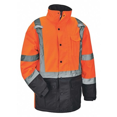 Ergodyne Hi-Vis Parka, 300D Oxford Polyester, Class 3 Type R, Hi-Viz Orange, M 8384