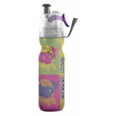 Treva/O2Cool Mist N Sip Insulated, 20oz Bottle, Pug HMCDP20 AR1