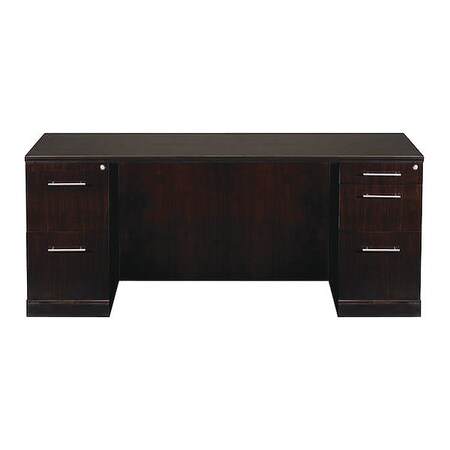 Mayline Sorrento 72"W Freestanding Straight Front Desk with Double Pedestal PBF/FF, Espresso Veneer