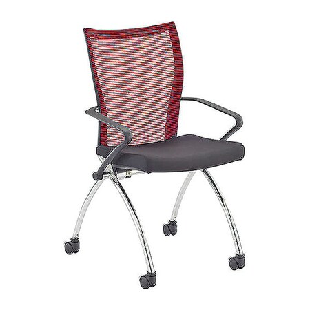 Mayline Training Chair Integrated Arms, 18-1/2" Height, Mesh, Black/Red TSH1BR