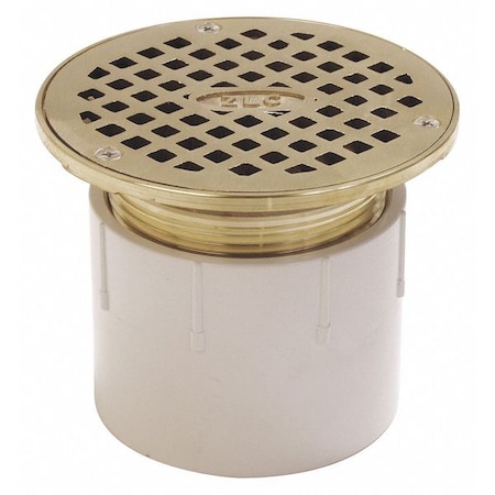 Zurn Adjustable Floor Drain, PVC, Nickel Bronze, 4", Solvent-Weld FD2210-PV4