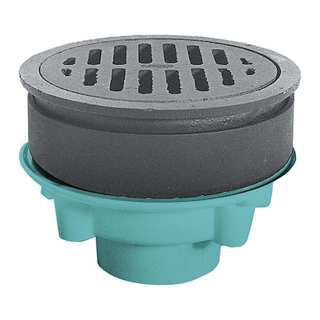 Zurn Adjustable Adjustable Floor Drain, PVC, Cast Iron, 4", Hub FD2330-PV4