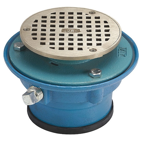 Zurn Round Floor Drain, Cast Iron, Nickel Bronze, 3", Push On FD2321-PO3
