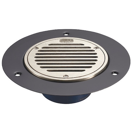 Zurn Round Wood Deck Drain, Nickel, 4", No-Hub FD2240-NH4-NT