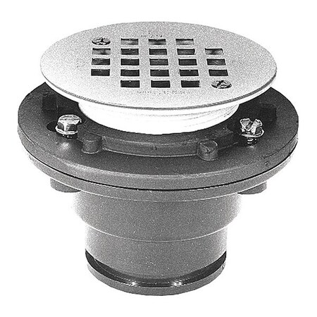 Zurn Round Shower Drain, PVC, Cast Iron, 2", Solvent-Weld FD2250-PV2