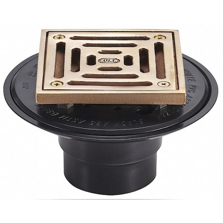 Zurn Square Shower Drain, ABS, Cast Iron, 2", threaded FD2254-AB2-BS4