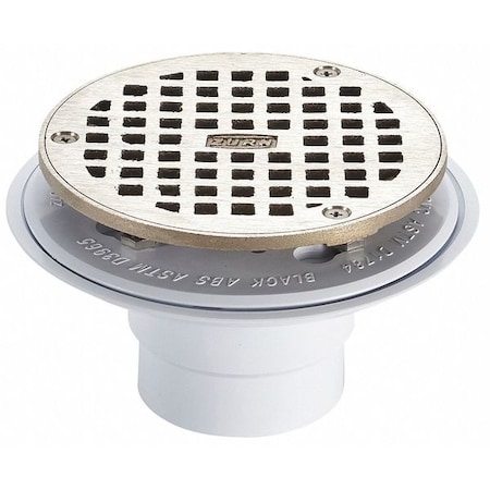 Zurn Adjustable Shower Drain, ABS, Nickel, Bronze, 2" x 3", Solvent-Weld FD2254-PV2-R5