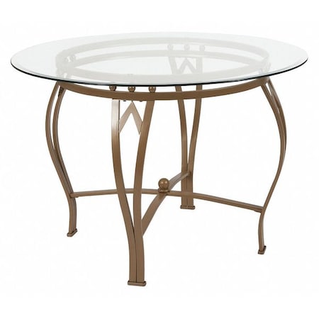 Flash Furniture Round Dining Table, Matte Gld Mtl, Rnd Glss, 42", 42" W, 42" L, 29.5" H, Glass, Clear XU-TBG-9-GG