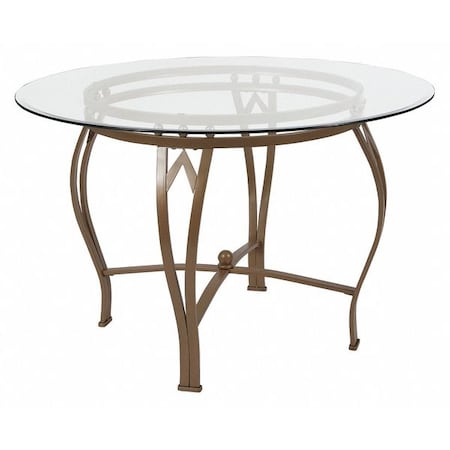 Flash Furniture Round Dining Table, Matte Gld Mtl, Rnd Glss, 45", 45" W, 45" L, 29.5" H, Glass, Clear XU-TBG-8-GG