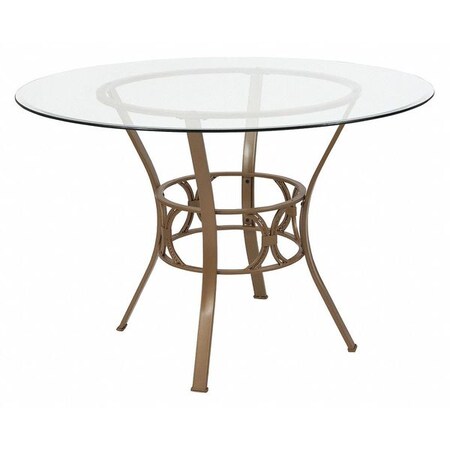 Flash Furniture Round Dining Table, Matte Gold, Rnd Glss, 45", Glass, Clear XU-TBG-2-GG