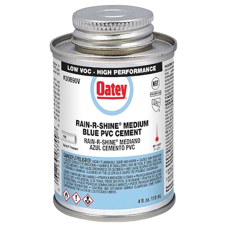 Oatey Pipe Cement, Can, 4 fl oz, Blue 30890V
