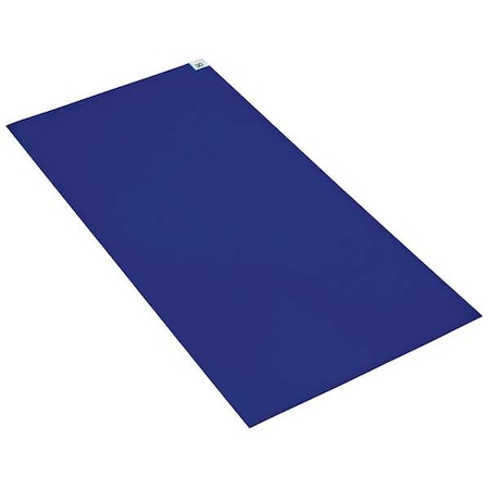 CONDOR Tacky Floor Mat, 18 in Wide x 36 in Long, 2 mil Thickness, Polyethylene, Blue, Pack of 4 31AN12