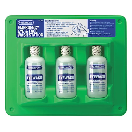 Physicianscare Eye Wash Station, 8 oz., 11inHx12inWx2inD 24-308