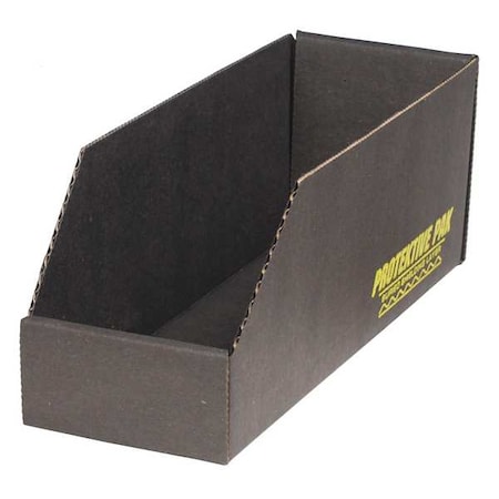 Protektive Pak Corrugated Shelf Bin, Cardboard, 8 in W, 4 1/2 in H, Black 37109