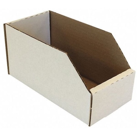 Packaging Of America Corrugated Shelf Bin, Cardboard, 4 in W, 4 1/2 in H, White BIN 4-9