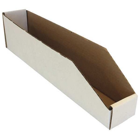 Packaging Of America Corrugated Shelf Bin, Cardboard, White, 4 1/2 in H, 3 in W, 18 in L BWZ 3-18