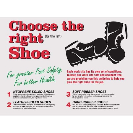Accuform Poster, Choose The Right (Or The Left) Shoe For Greater Foot Safety, For Better Health, 22 in H x SP125158L