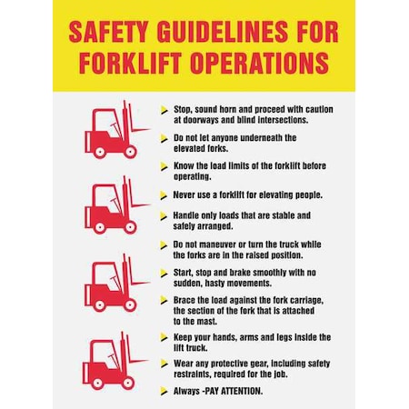 Accuform Poster, Safety Guidelines For Forklift Operations, 22 in H x, 17 in W, Plastic SP124485L
