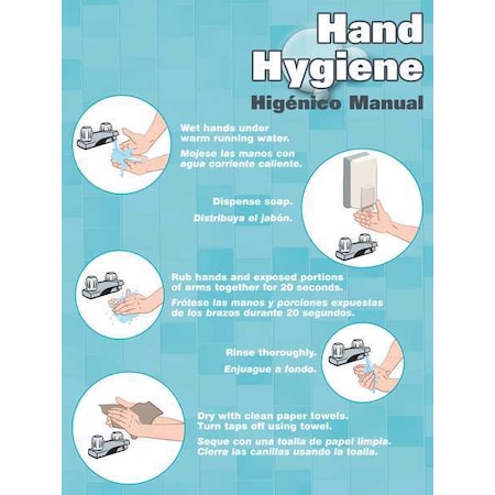 Accuform Poster, Hand Hygiene (Bilingual Spanish), 22 in H x, 17 in W, Plastic SP124486L