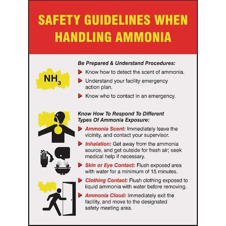 Accuform Poster, Safety Guidelines When Handling Ammonia, 22 in H x, 17 in W, Plastic SP124494L