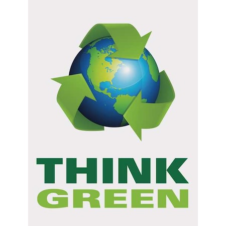 Accuform Poster, Think Green, 22 in H x, 17 in W, Plastic SP125155L
