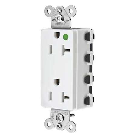 Hubbell Wiring Device-Kellems Straight Blade Receptacle, 5-20R, 20 A, 125V AC, 2 Pole, 3 Wire, Flush Mount, Grounded SNAP2182WA