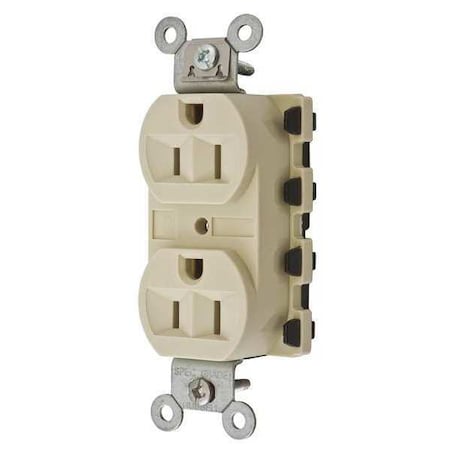 Hubbell Wiring Device-Kellems Straight Blade Receptacle, 5-15R, 15 A, 125V AC, 2 Pole, 3 Wire, Flush Mount, Grounded SNAP5262IA